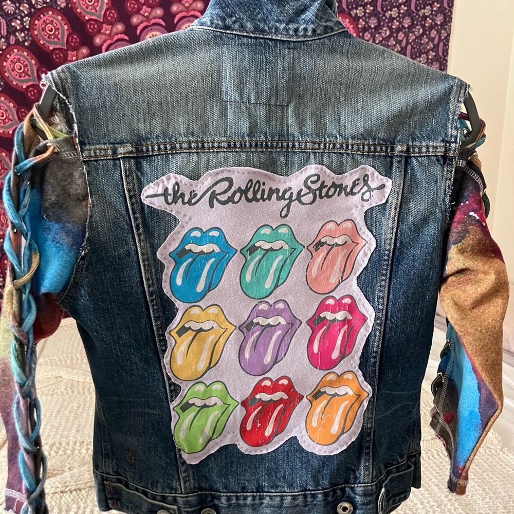 Women’s upcycled Rolling Stones Jean jacket